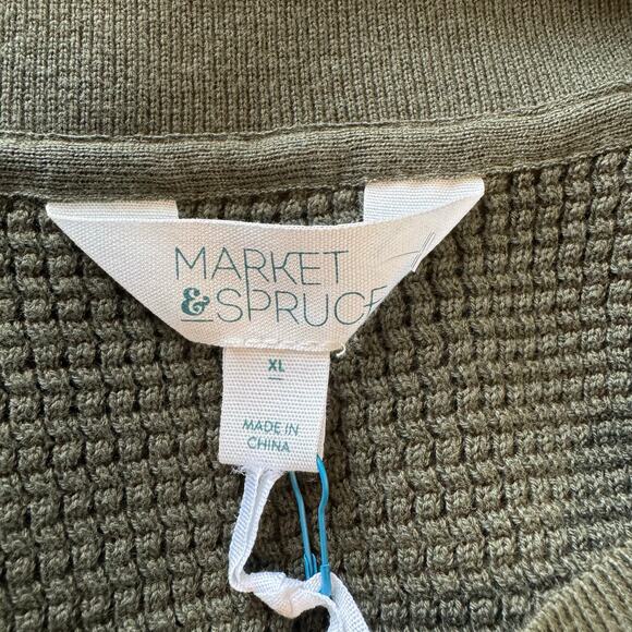 Market & Spruce Waffle Knit Boat Neck Sweater - Green Gray Striped NWT Size XL - Picture 8 of 8